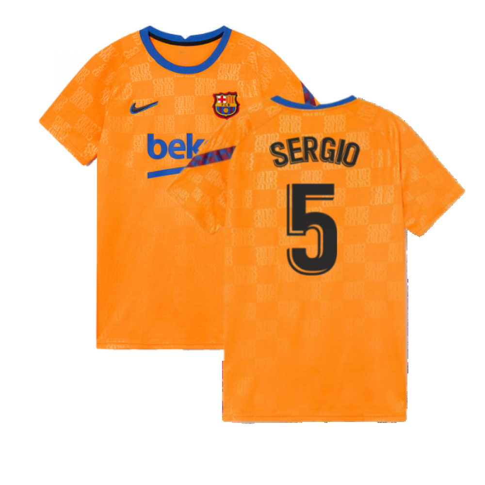 2021-2022 Barcelona Pre-Match Jersey (Orange) (SERGIO 5)