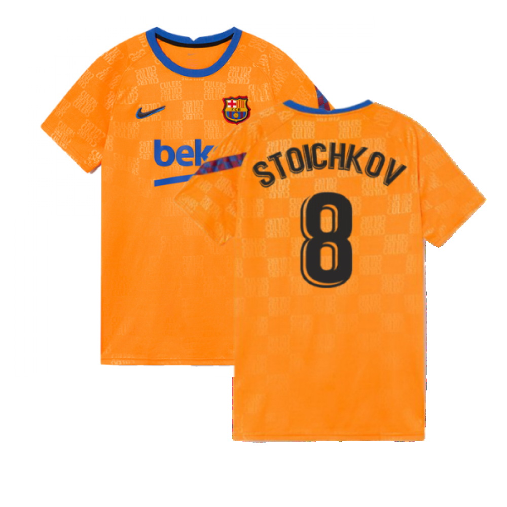 2021-2022 Barcelona Pre-Match Jersey (Orange) (STOICHKOV 8)