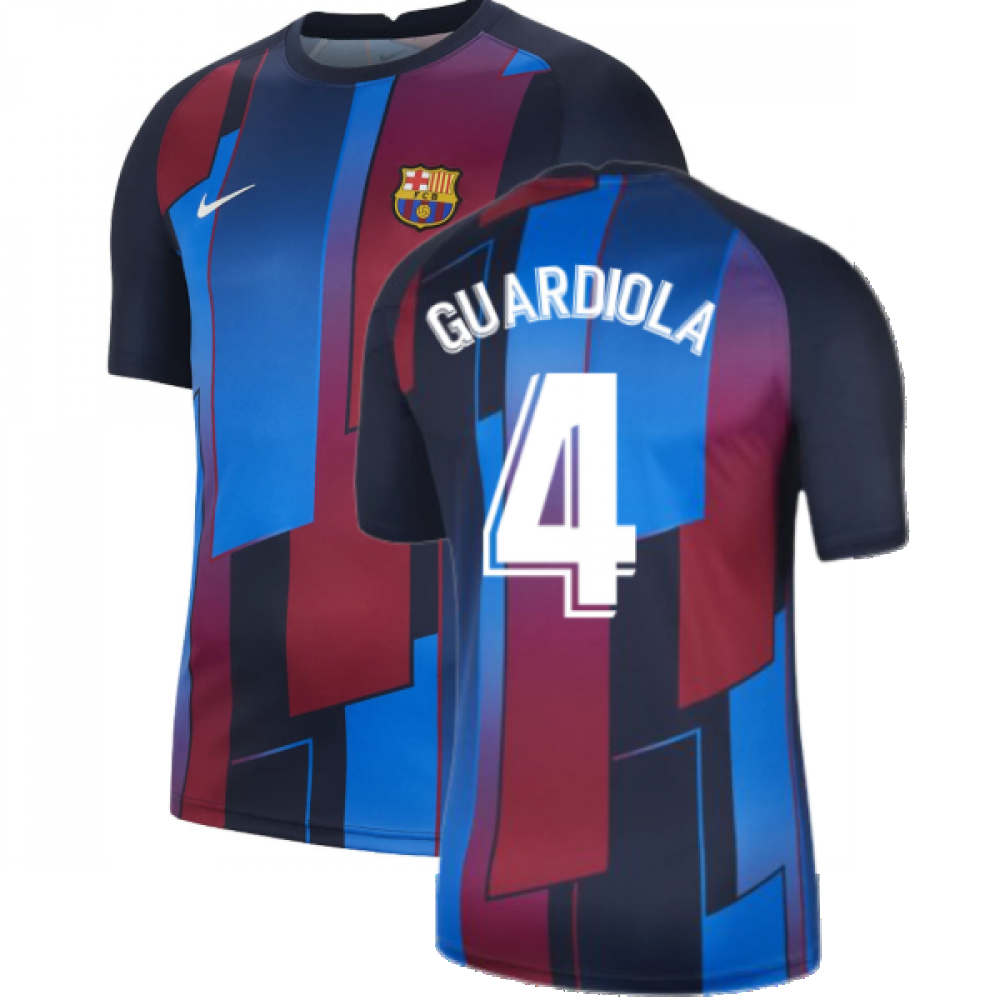 2021-2022 Barcelona Pre-Match Training Shirt (Blue) - Kids (GUARDIOLA 4)