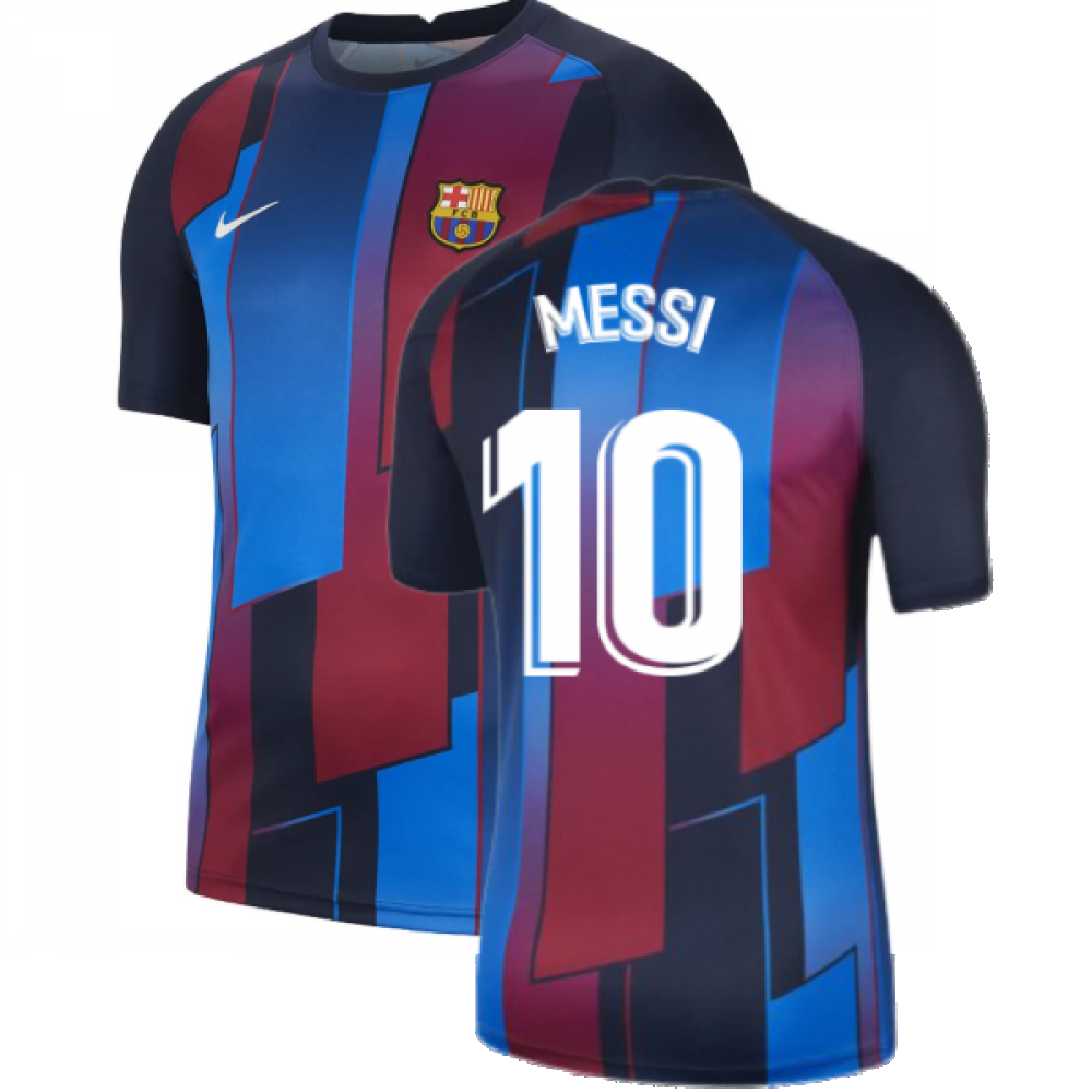 2021-2022 Barcelona Pre-Match Training Shirt (Blue) - Kids (MESSI 10)