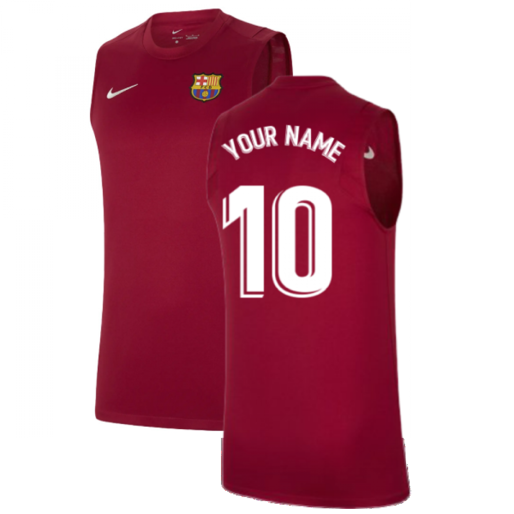 2021-2022 Barcelona Sleeveless Top (Red) (Your Name)