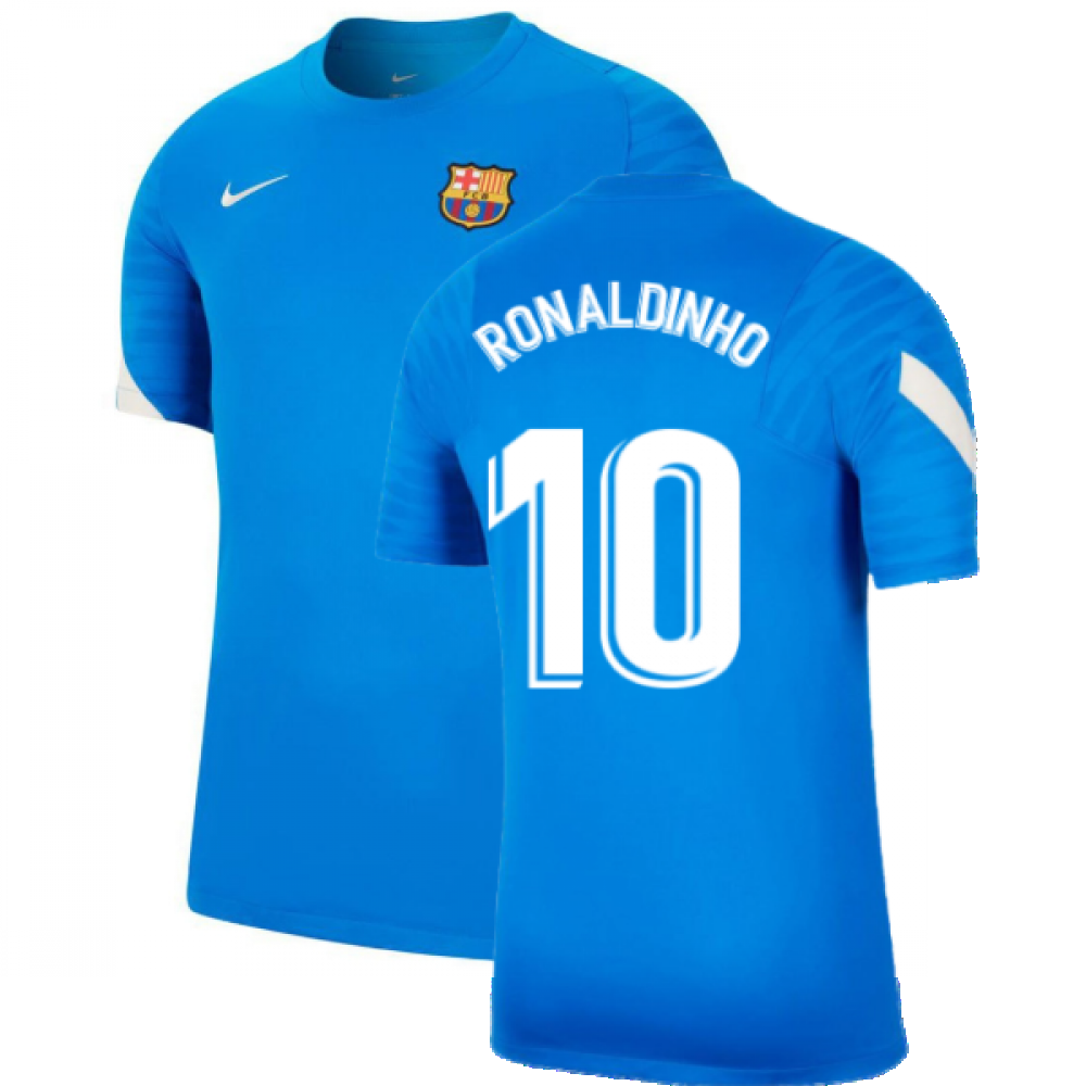 2021-2022 Barcelona Training Shirt (Blue) (RONALDINHO 10)