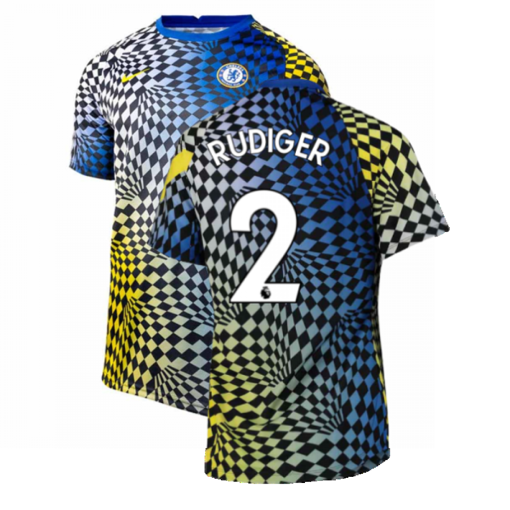 2021-2022 Chelsea Dry Pre-Match Training Shirt (Blue) (RUDIGER 2)