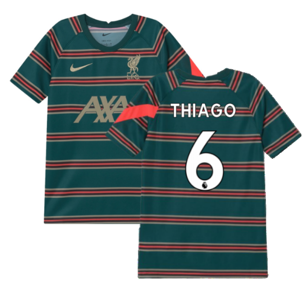 2021-2022 Liverpool Pre-Match Football Top (Atomic Teal) - Kids (THIAGO 6)