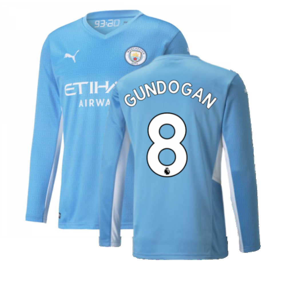 2021-2022 Man City Long Sleeve Home Shirt (GUNDOGAN 8)