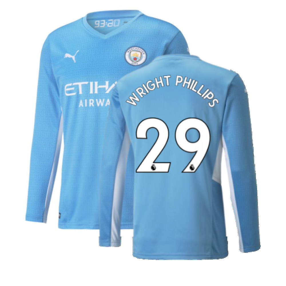 2021-2022 Man City Long Sleeve Home Shirt (WRIGHT PHILLIPS 29)