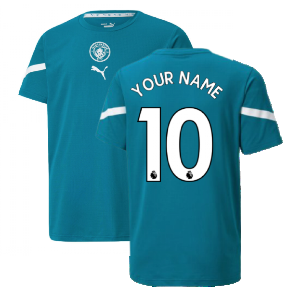 2021-2022 Man City Pre Match Jersey (Ocean Depths) - Kids (Your Name)