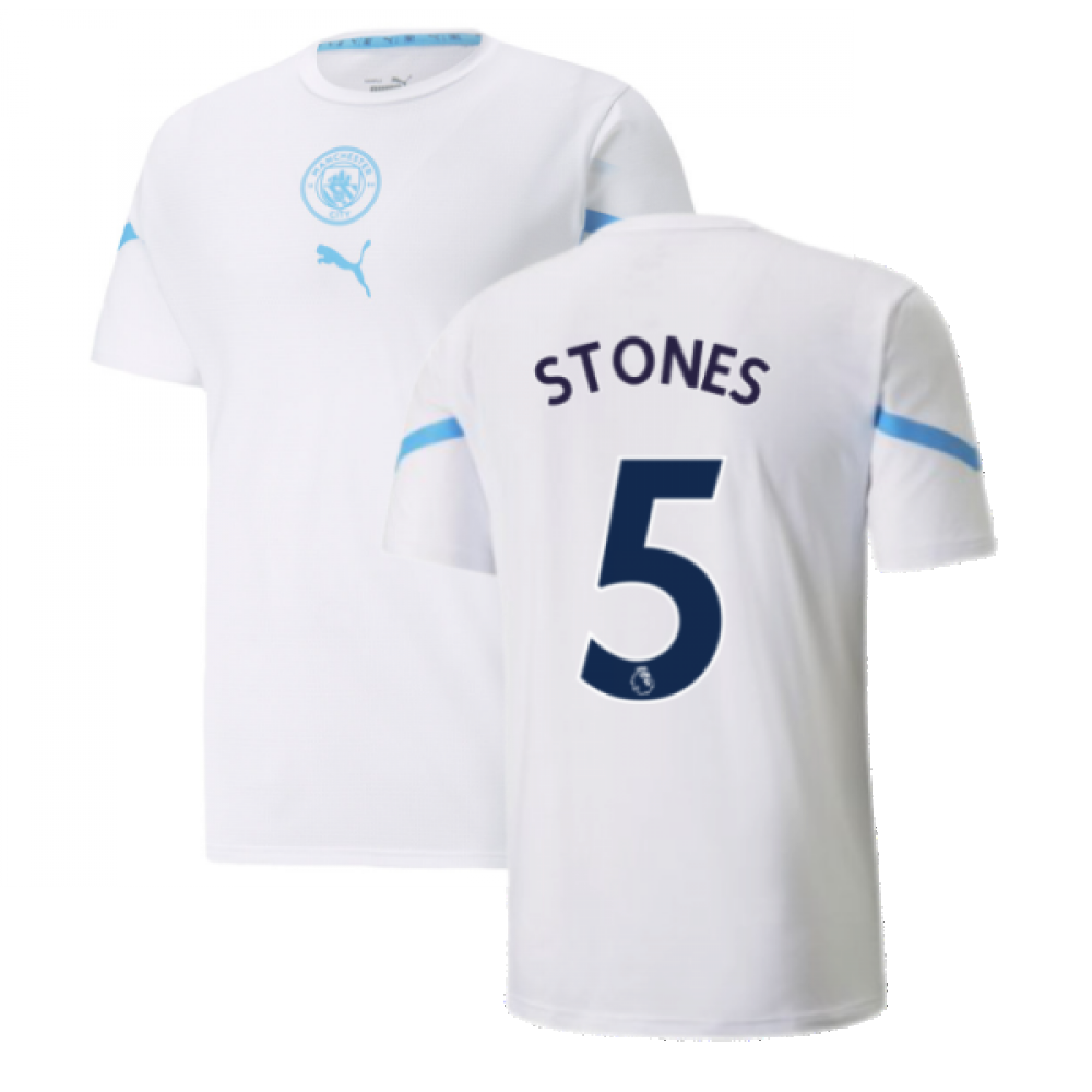 2021-2022 Man City Pre Match Jersey (White) - Kids (STONES 5)