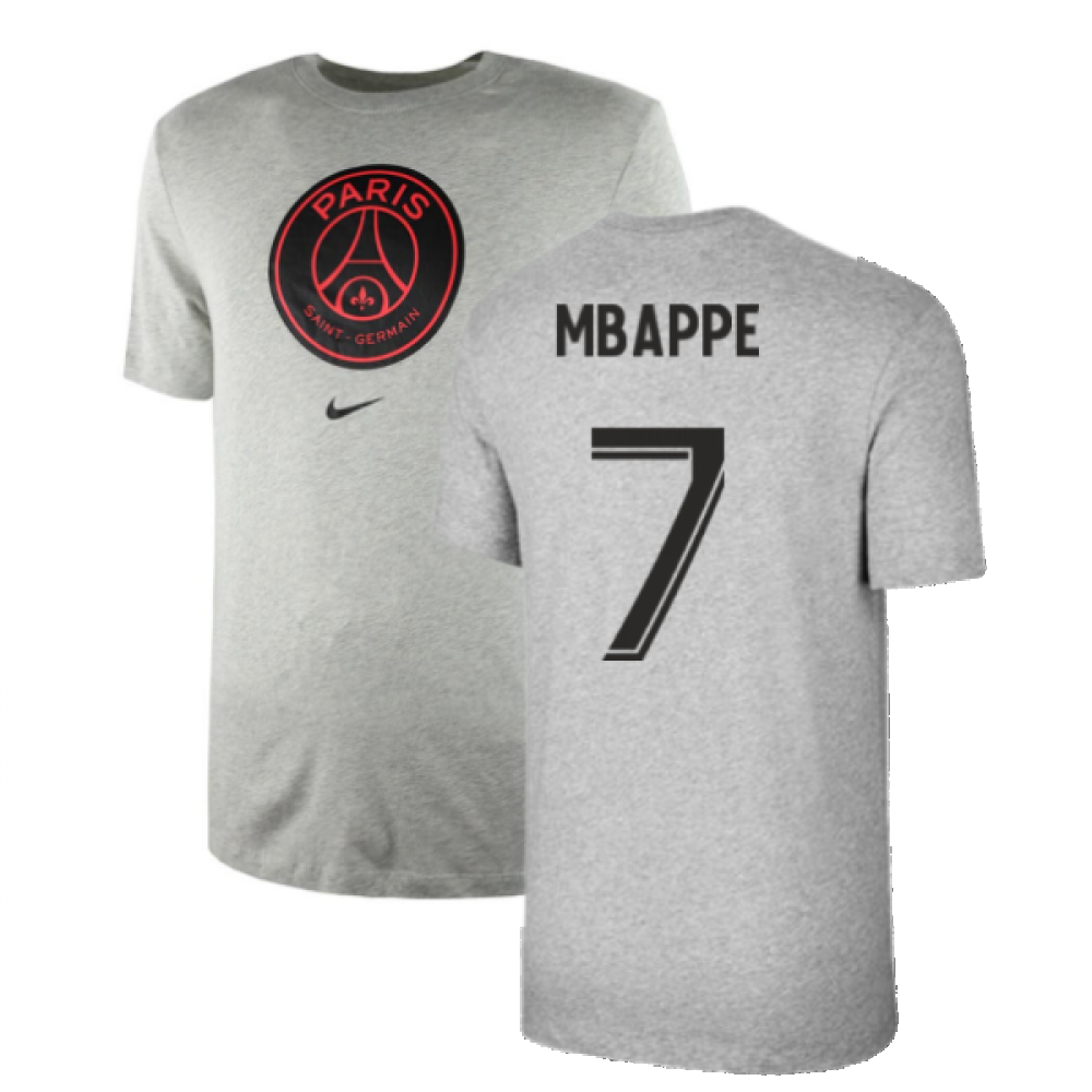 2021-2022 PSG Tee Evergreen Crest (Grey) (MBAPPE 7)