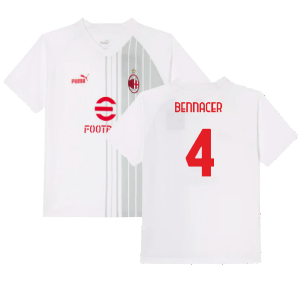 2022-2023 AC Milan Pre-Match Shirt (White-Red) - Kids (BENNACER 4)