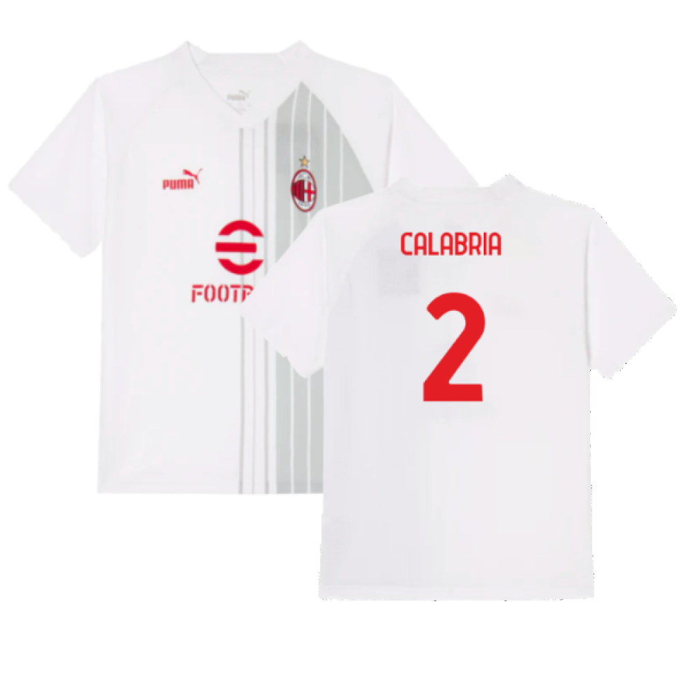 2022-2023 AC Milan Pre-Match Shirt (White-Red) - Kids (CALABRIA 2)