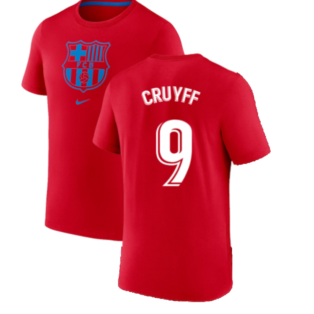 2022-2023 Barcelona Evergreen Crest Tee (Red) (CRUYFF 9)