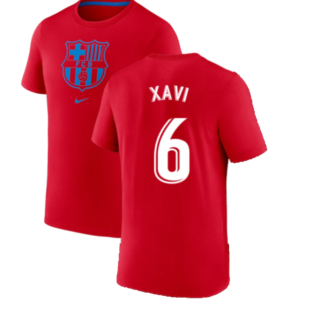 2022-2023 Barcelona Evergreen Crest Tee (Red) (XAVI 6)