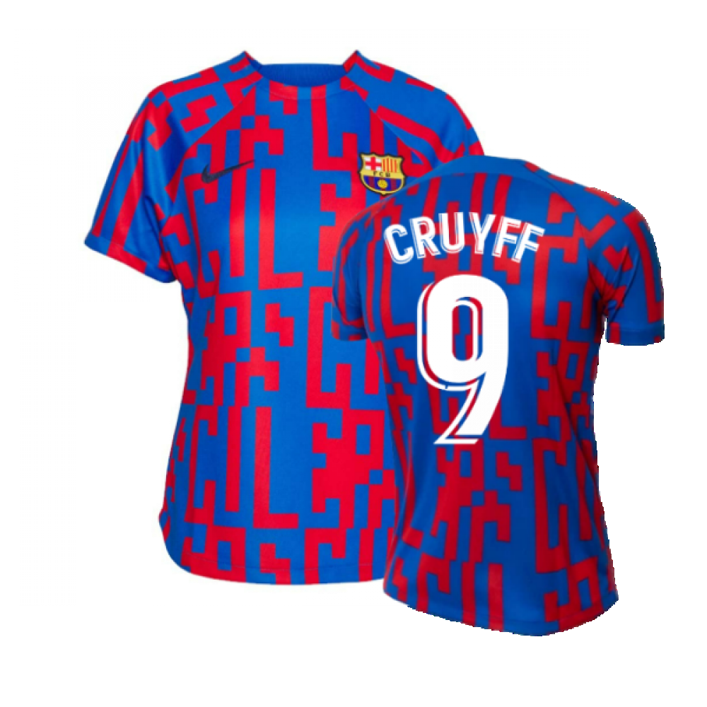 2022-2023 Barcelona Pre-Match Training Shirt (Blue) - Ladies (CRUYFF 9)