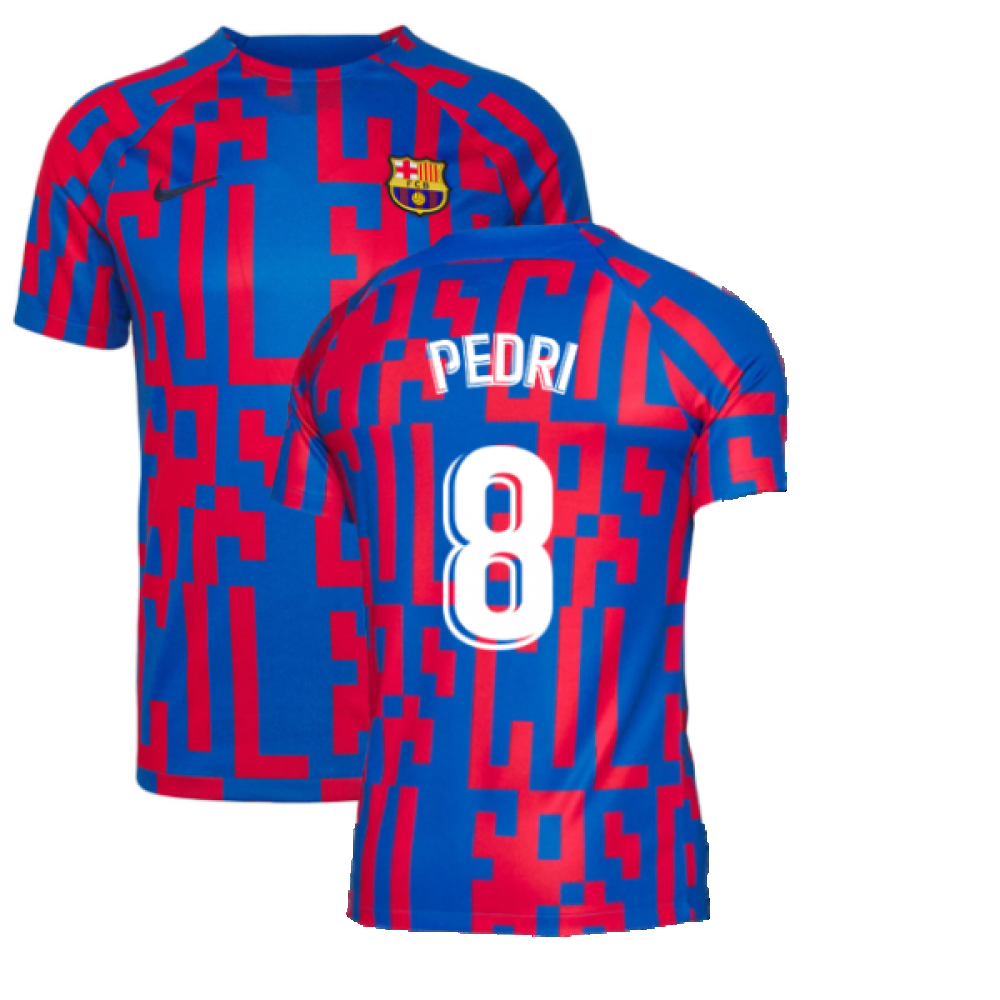 2022-2023 Barcelona Pre-Match Training Shirt (Blue) (PEDRI 8)