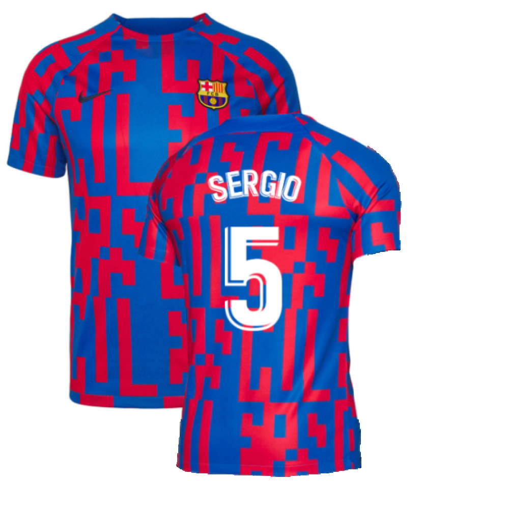 2022-2023 Barcelona Pre-Match Training Shirt (Blue) (SERGIO 5)