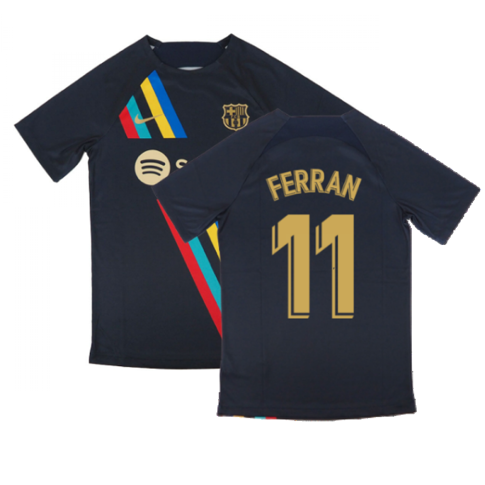 2022-2023 Barcelona Pre-Match Training Shirt (Obsidian) (FERRAN 11)