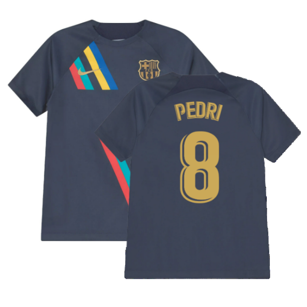 2022-2023 Barcelona Pre-Match Training Shirt (Obsidian) - Kids (PEDRI 8)