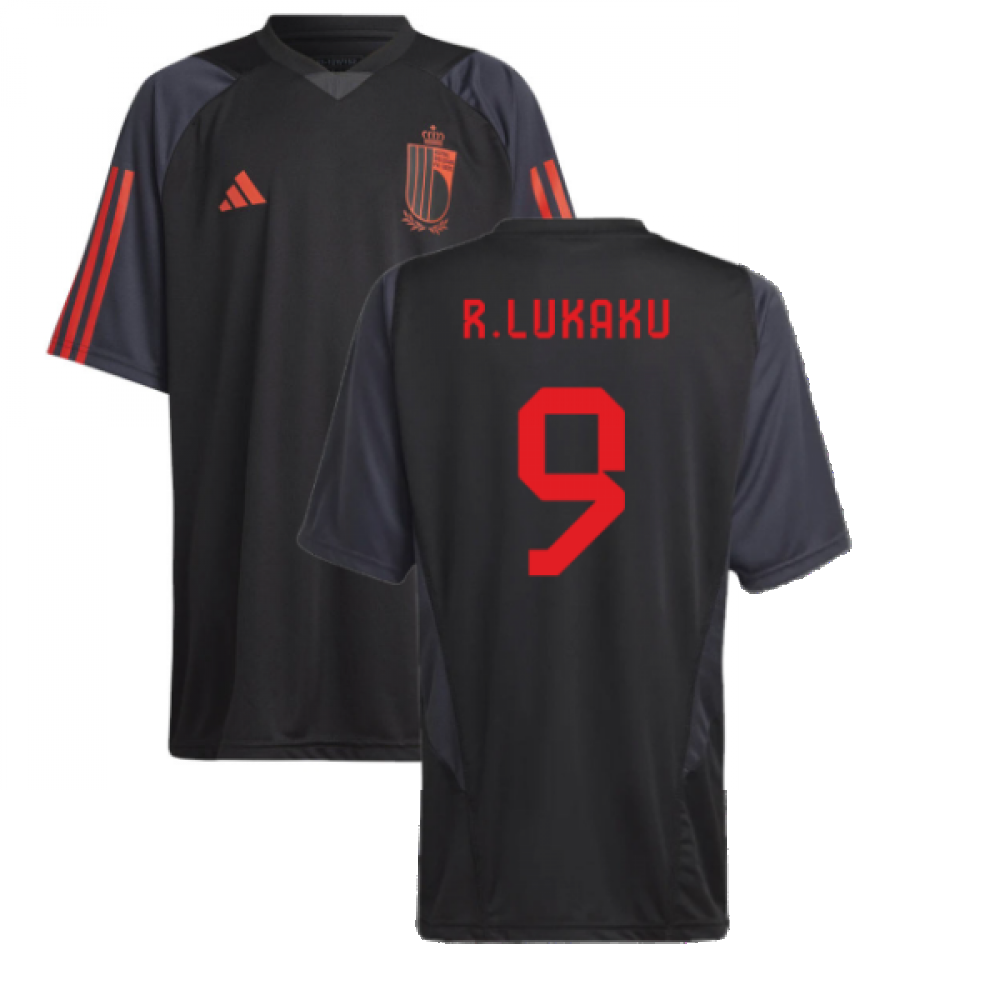 2022-2023 Belgium Training Jersey (Black) - Kids (R LUKAKU 9)