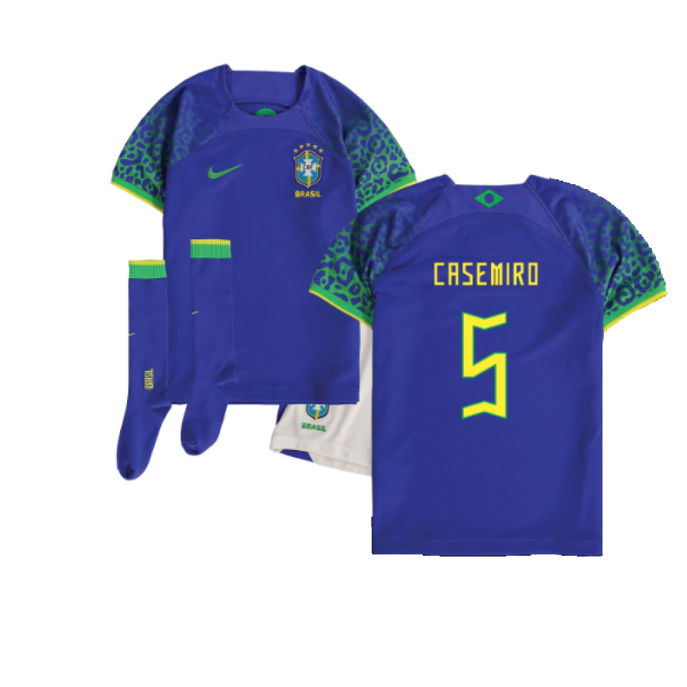 2022-2023 Brazil Away Little Boys Mini Kit (Casemiro 5)