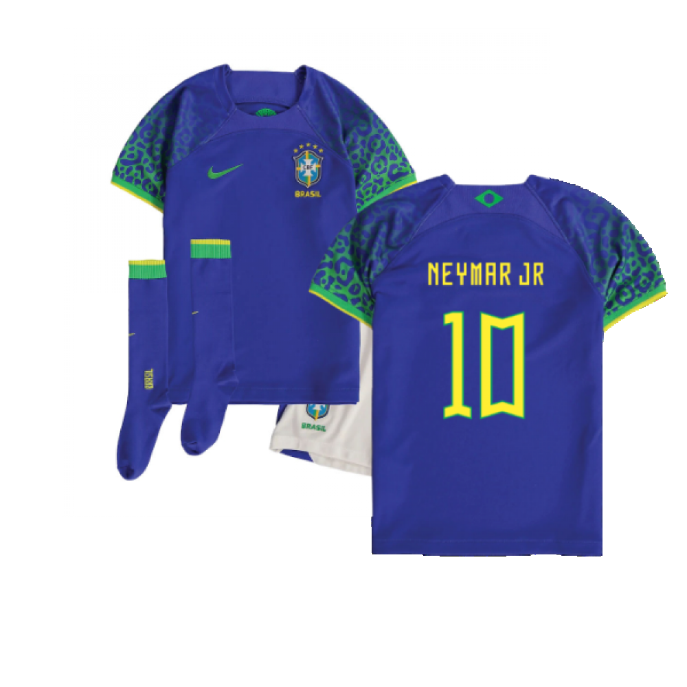 2022-2023 Brazil Away Little Boys Mini Kit (Neymar JR 10)