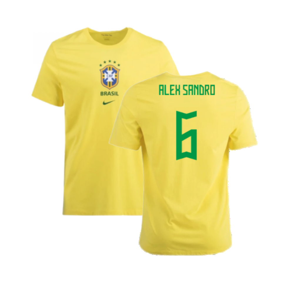 2022-2023 Brazil Crest Tee (Yellow) (Alex Sandro 6)