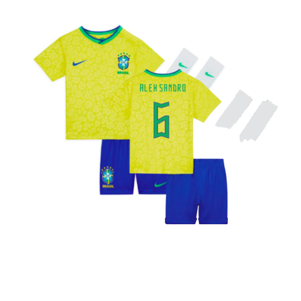 2022-2023 Brazil Home Infants Baby Kit (Alex Sandro 6)