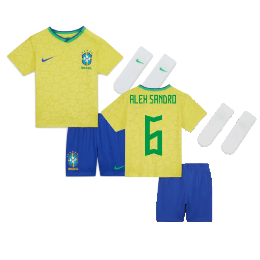 2022-2023 Brazil Home Little Boys Mini Kit (Alex Sandro 6)