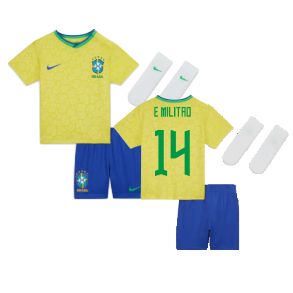 2022-2023 Brazil Home Little Boys Mini Kit (E Militao 14)