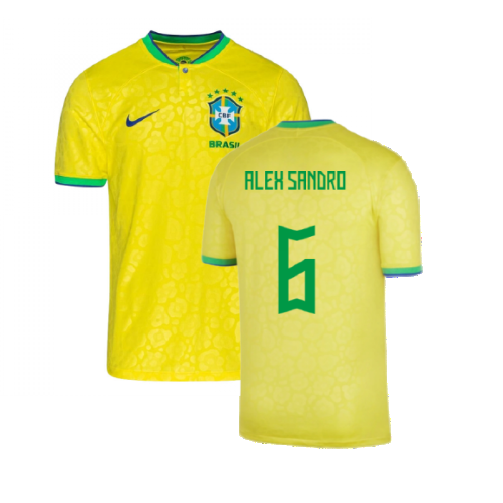 2022-2023 Brazil Little Boys Home Shirt (Alex Sandro 6)