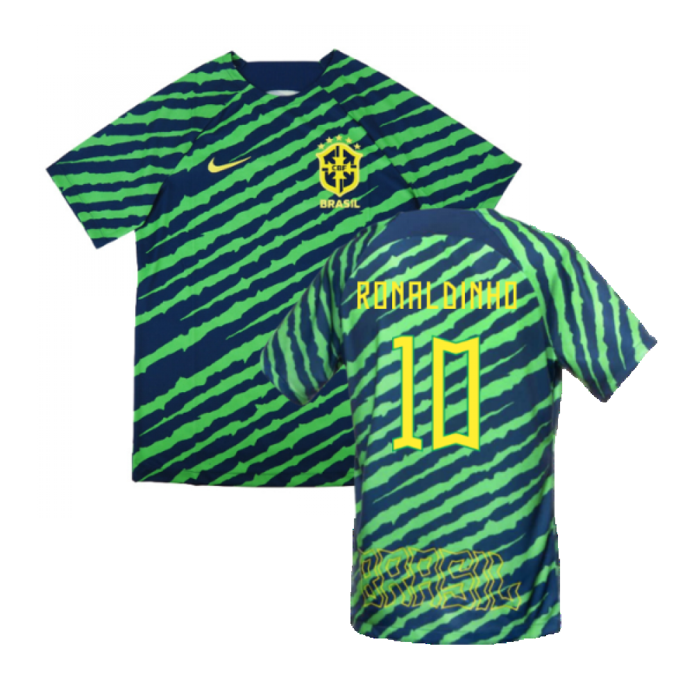 2022-2023 Brazil Pre-Match Football Shirt (Green) (Ronaldinho 10)