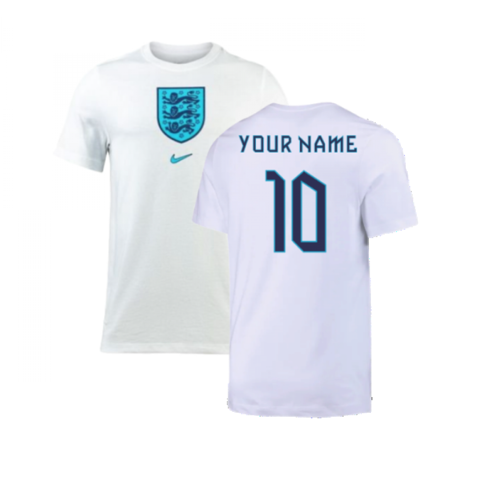 2022-2023 England Crest Tee (White) (Your Name)