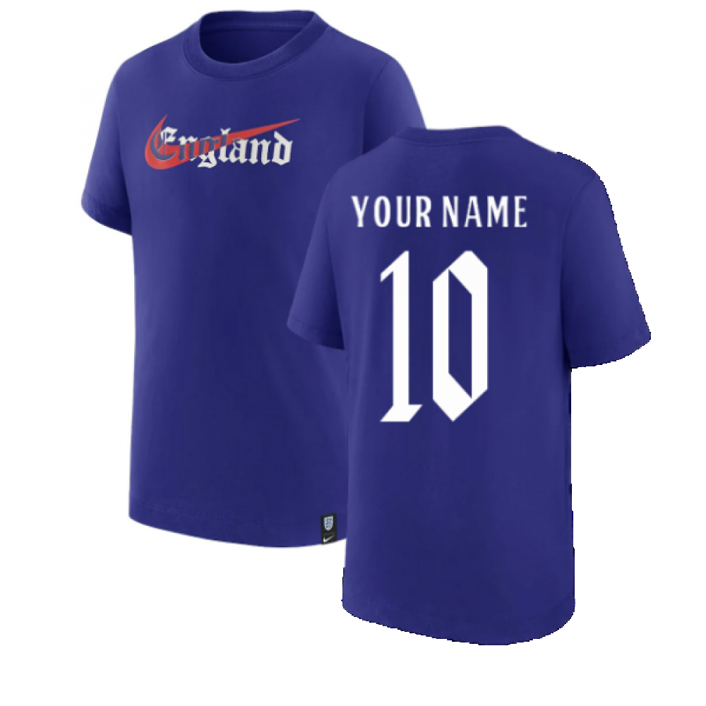 2022-2023 England Swoosh Tee (Light Concord) (Your Name)