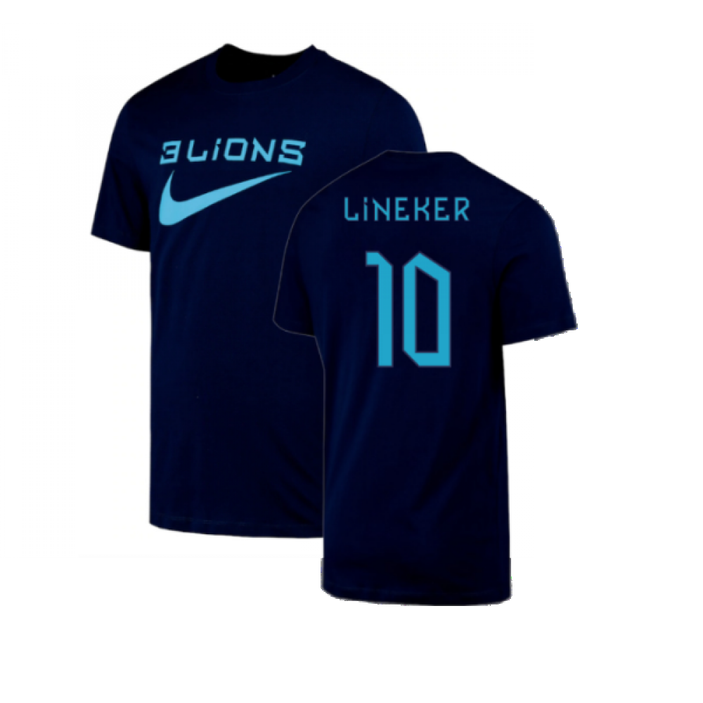 2022-2023 England Three Lions Swoosh Tee (Navy) (Lineker 10)