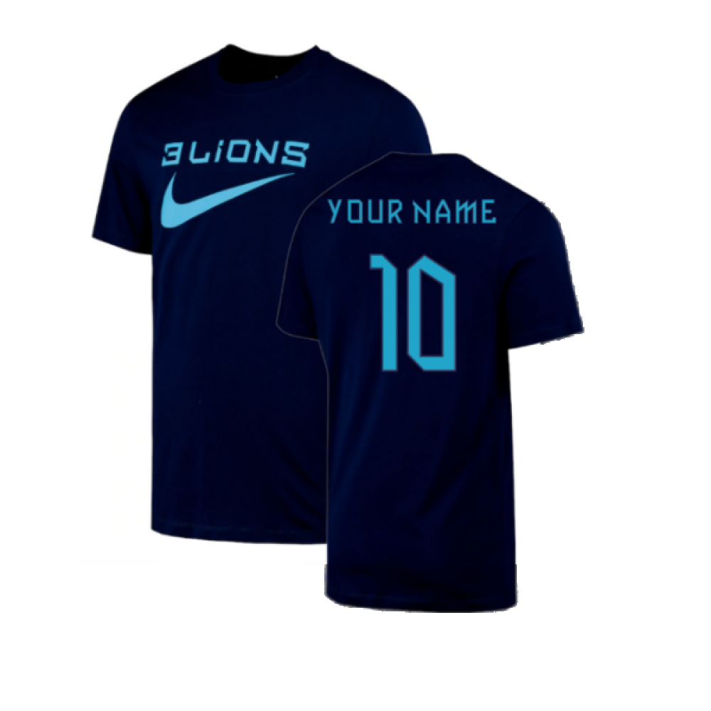 2022-2023 England Three Lions Swoosh Tee (Navy) (Your Name)