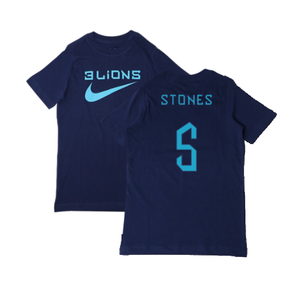 2022-2023 England Three Lions Tee (Navy) - Kids (Stones 5)