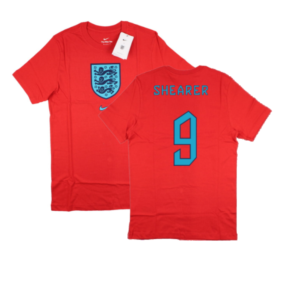 2022-2023 England World Cup Crest Tee (Red) - Kids (Shearer 9)