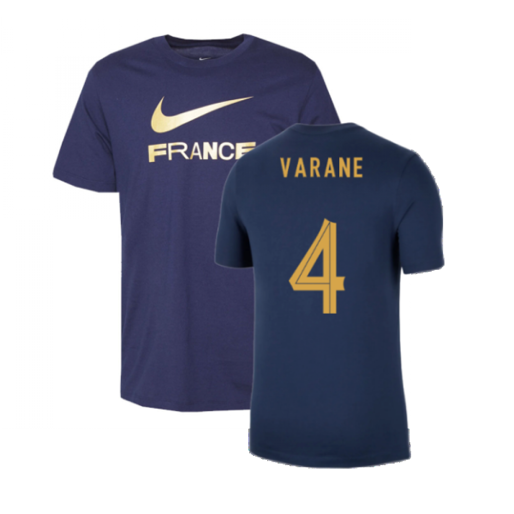 2022-2023 France Swoosh Tee (Navy) (Varane 4)