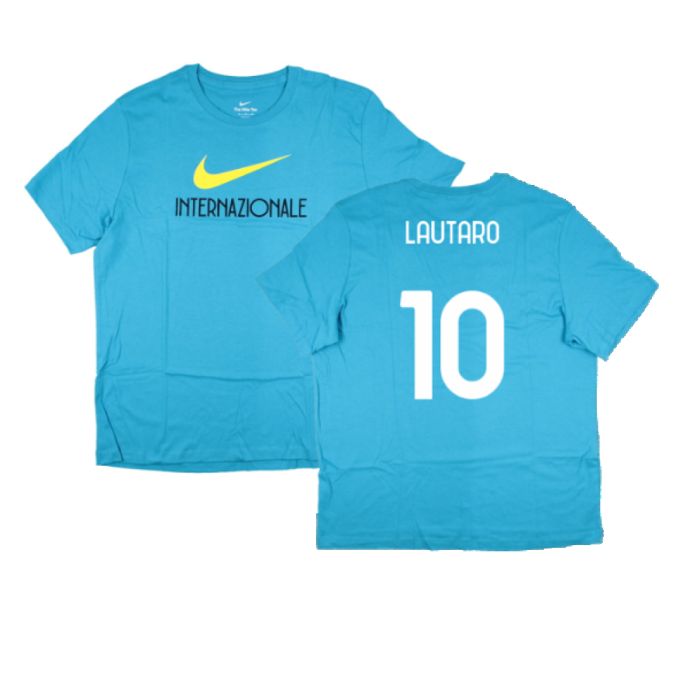 2022-2023 Inter Milan Swoosh Tee (Blue) (LAUTARO 10)