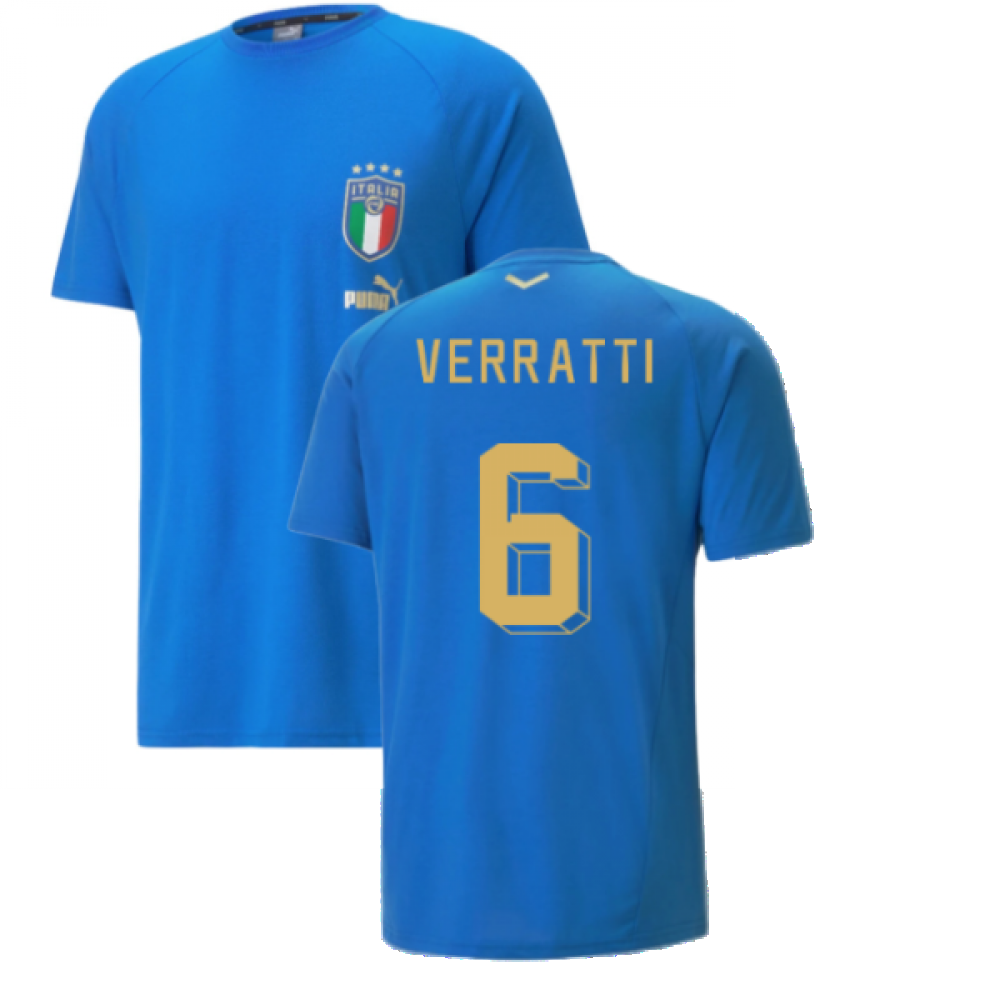 2022-2023 Italy Player Casuals Tee (Blue) (VERRATTI 6)