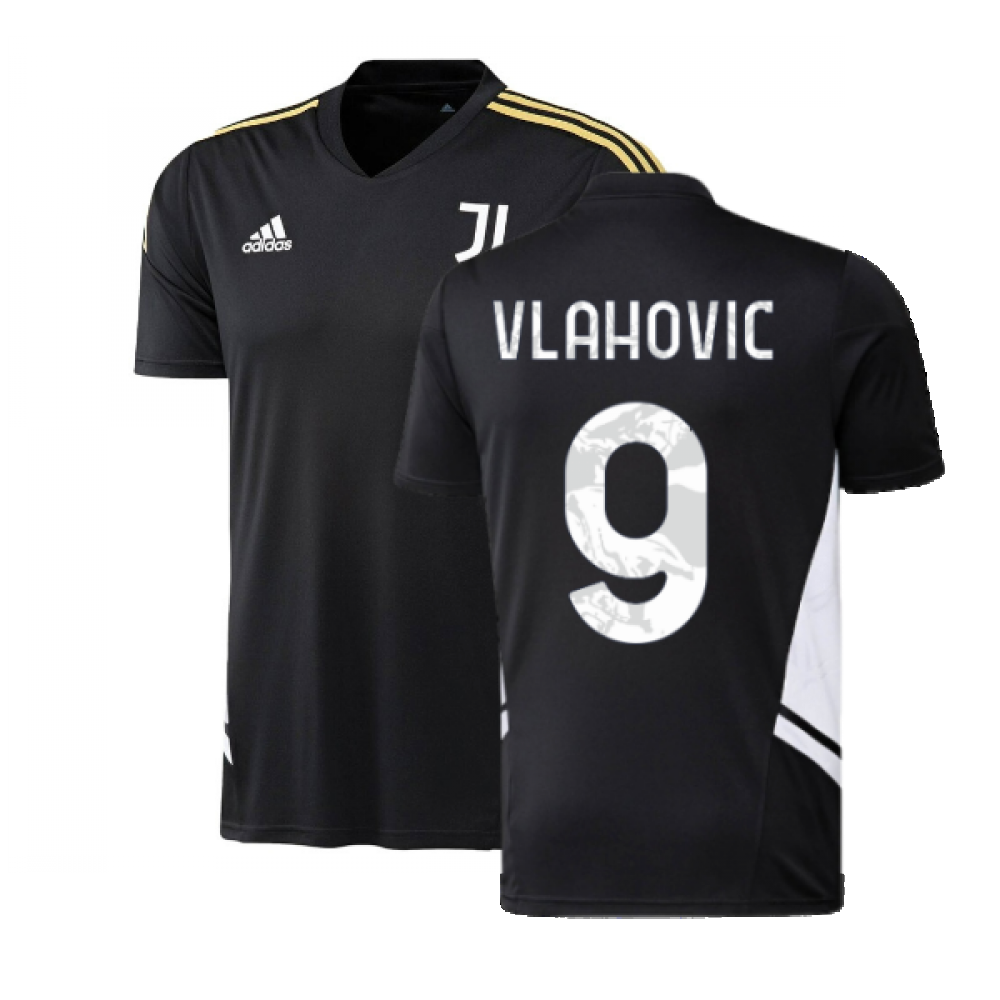 2022-2023 Juventus Training Shirt (Black) (VLAHOVIC 9)