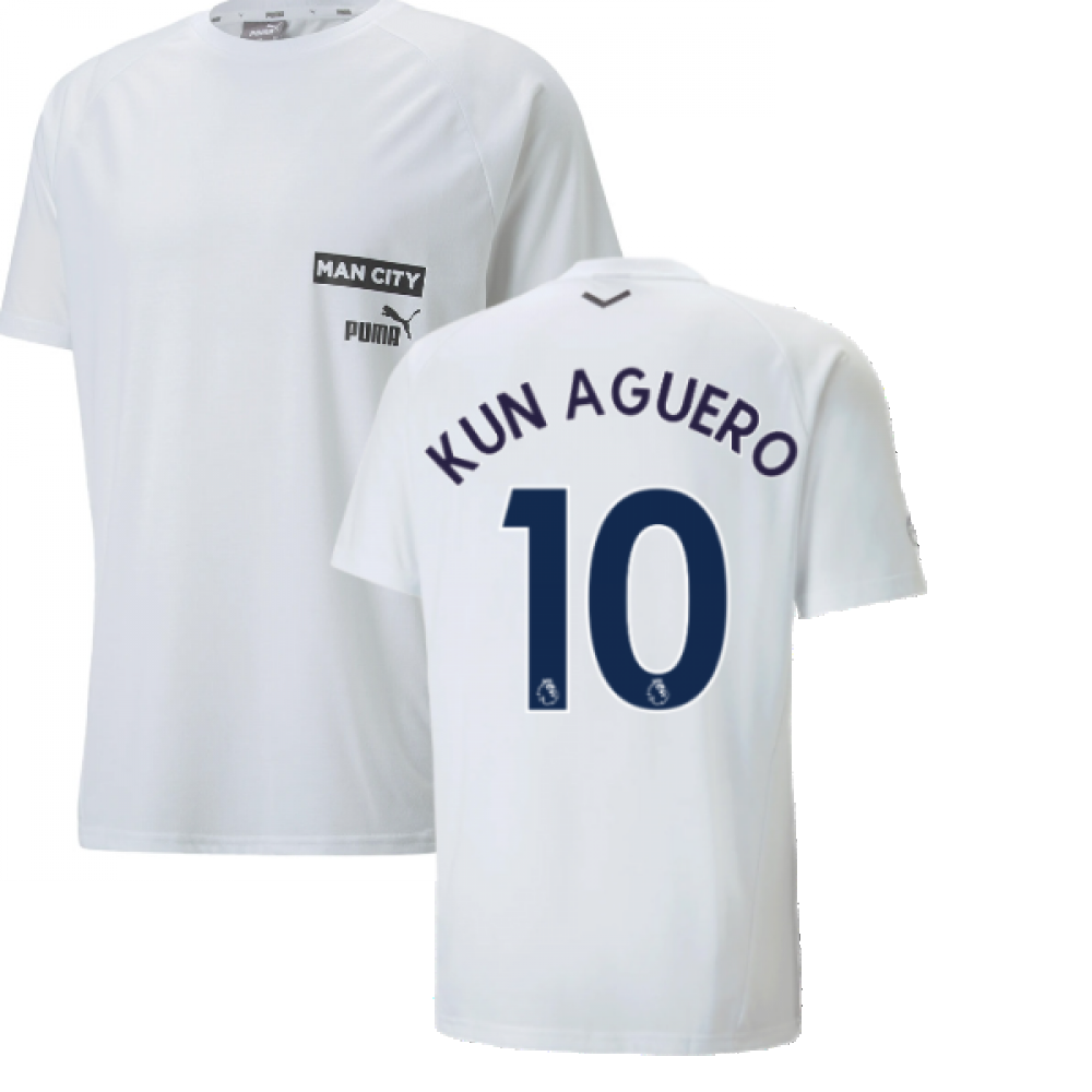 2022-2023 Man City Casuals Tee (White) (KUN AGUERO 10)