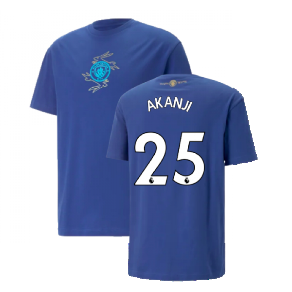 2022-2023 Man City Chinese New Year Graphic Tee (Blue) (Akanji 25)