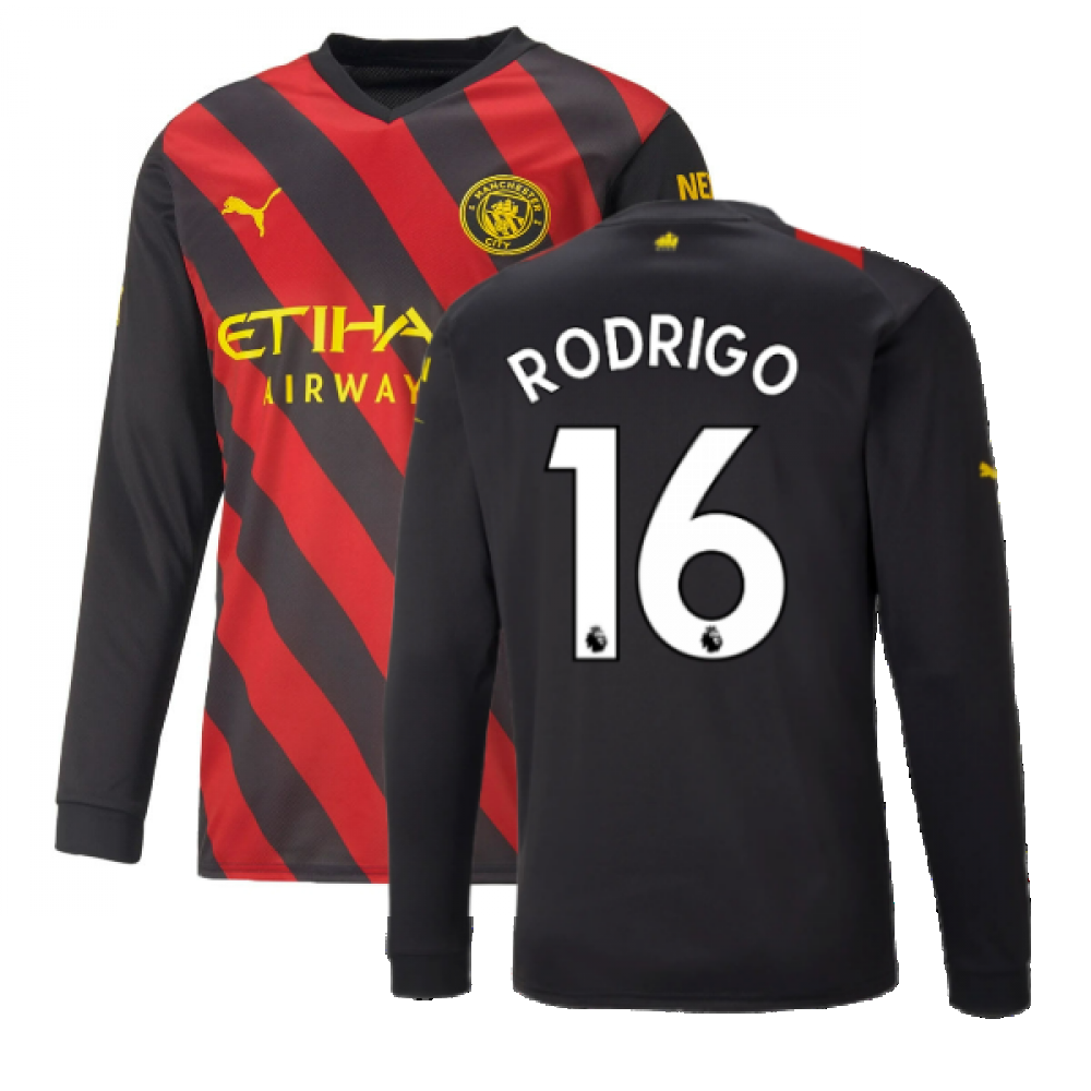 2022-2023 Man City Long Sleeve Away Shirt (RODRIGO 16)