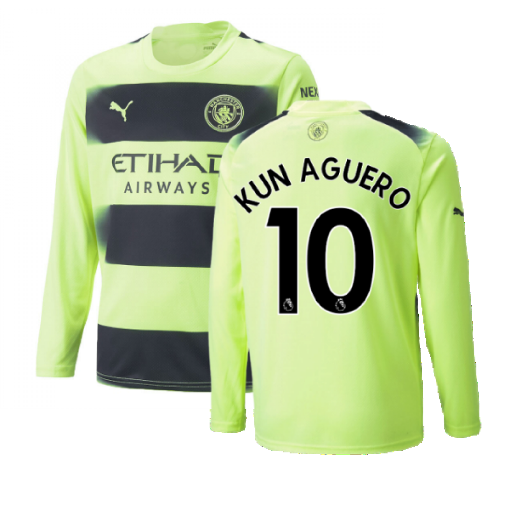 2022-2023 Man City Long Sleeve Third Shirt (KUN AGUERO 10)