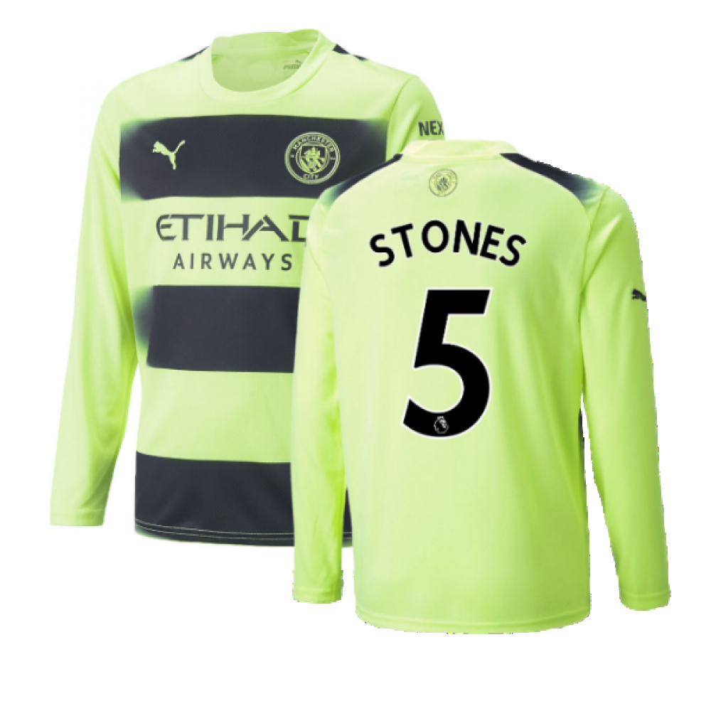 2022-2023 Man City Long Sleeve Third Shirt (STONES 5)