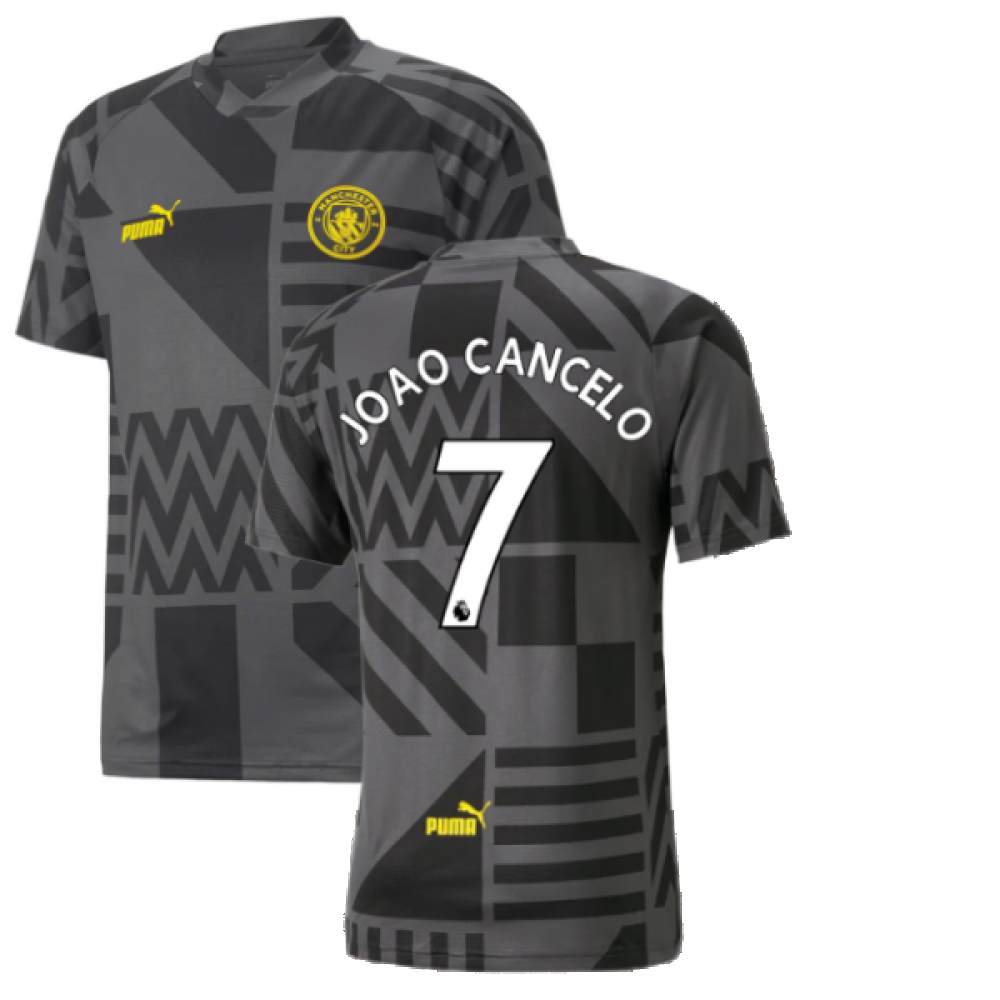 2022-2023 Man City Pre-Match Jersey (Black) (JOAO CANCELO 7)