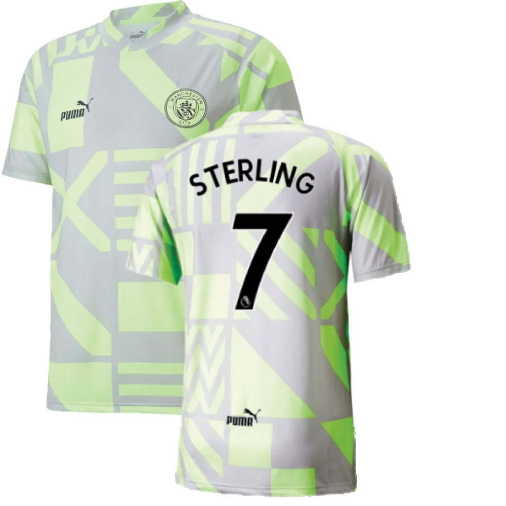 2022-2023 Man City Pre-Match Jersey (Grey Violet) (STERLING 7)