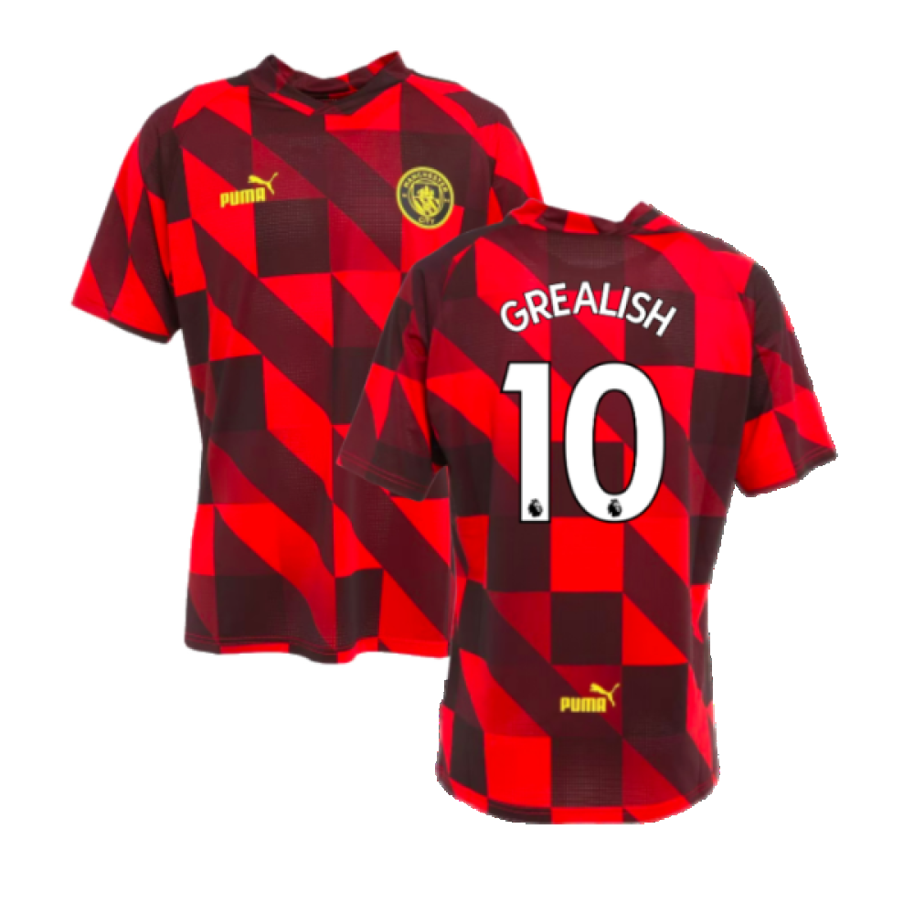 2022-2023 Man City Pre-Match Jersey (Tango Red) (GREALISH 10)