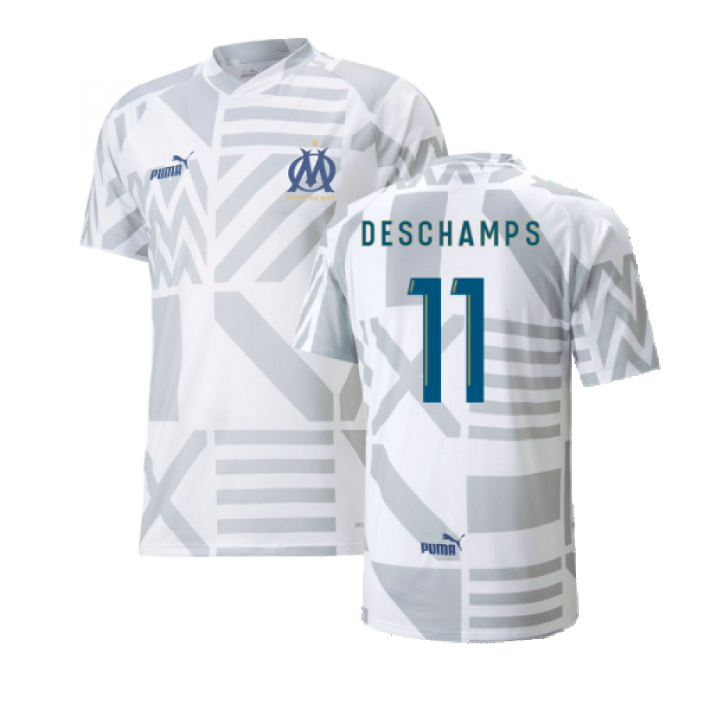 2022-2023 Marseille Pre-Match Jersey (White) (DESCHAMPS 11)